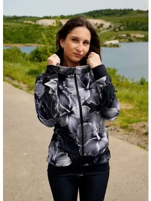 Dámska prémiová funkčná mikina na zips ALTISPORT VOJ/ALW102MI02 ČIERNOBIELY