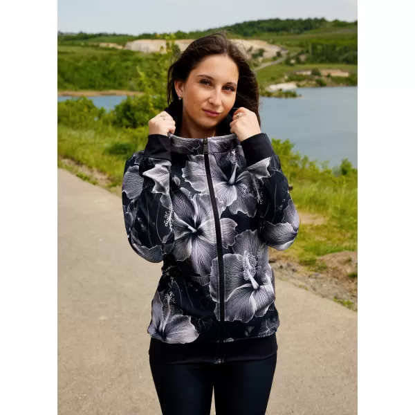  Dámska prémiová funkčná mikina na zips ALTISPORT VOJ/ALW102MI02 ČIERNOBIELY 