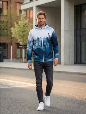 Pánska prémiová funkčná mikina na zips ALTISPORT VOJ/ALM030MI02 LESNÁ/MODRÁ
