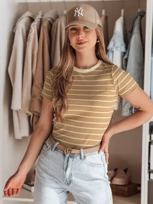 Dámske tričko DSTREET LINESS RY2819 KARAMEL