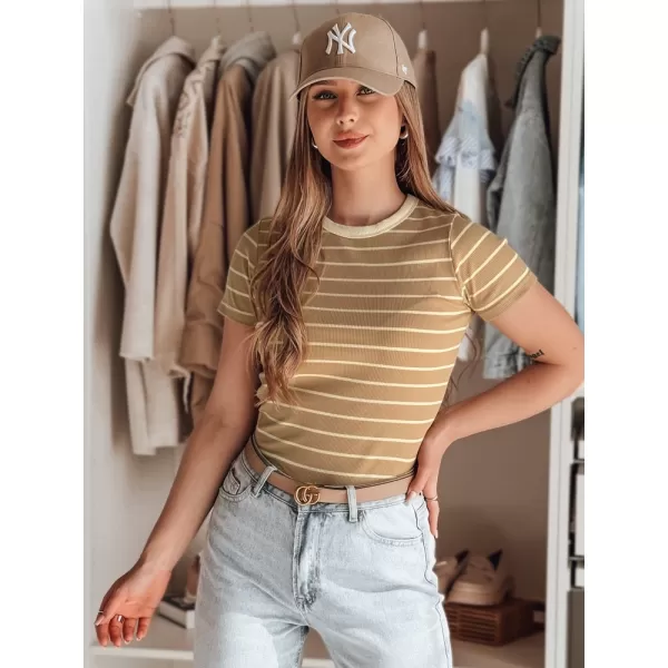  Dámske tričko DSTREET LINESS RY2819 KARAMEL 