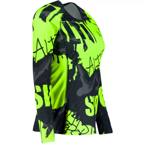  Dámske prémiové funkčné tričko s dlhým rukávom ALTISPORT VOJ/ALW076TR03 ČIERNA/FLUO ŽLTÁ 