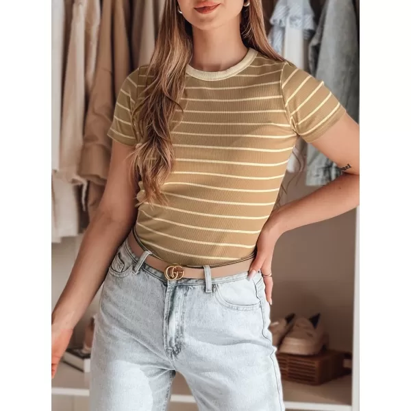  Dámske tričko DSTREET LINESS RY2819 KARAMEL 