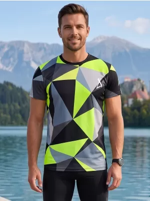 Pánske prémiové plus funkčné tričko ALTISPORT VOJ/ALM007TR02 ČIERNA/FLUO ŽLTÁ