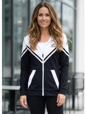 Dámska prémiová funkčná mikina na zips ALTISPORT VOJ/ALW101MI02 ČIERNOBIELY