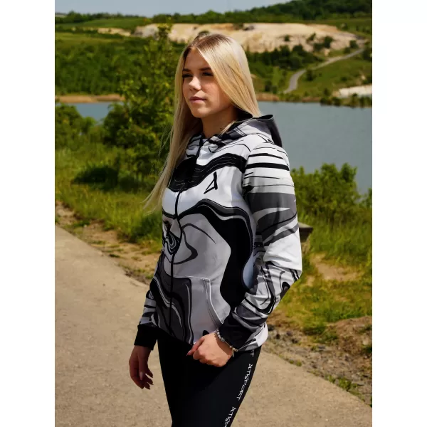  Dámska prémiová funkčná mikina na zips ALTISPORT VOJ/ALW099MI02 ČIERNOBIELY 