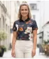 Dámske funkčné tričko s prémiovým golierom ALTISPORT VOJ/ALW097TR05 BIELO-ORANŽOVÉ-KVETY