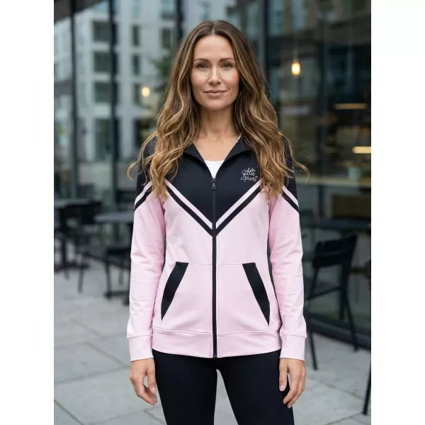  Dámska prémiová funkčná mikina na zips ALTISPORT VOJ/ALW101MI02 RUŽOVÁ/ČIERNA 