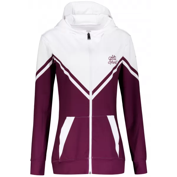  Dámska prémiová funkčná mikina na zips ALTISPORT VOJ/ALW101MI02 BORDOVÁ/BIELA 