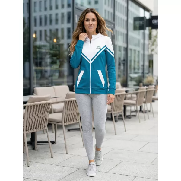  Dámska prémiová funkčná mikina na zips ALTISPORT VOJ/ALW101MI02 PETROLEJ/BIELA 