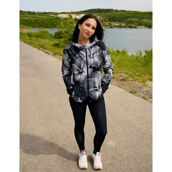  Dámska prémiová funkčná mikina na zips ALTISPORT VOJ/ALW102MI02 ČIERNOBIELY 