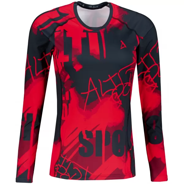  Dámske prémiové funkčné tričko s dlhým rukávom ALTISPORT VOJ/ALW076TR03 ČERVENÁ A ČIERNA 