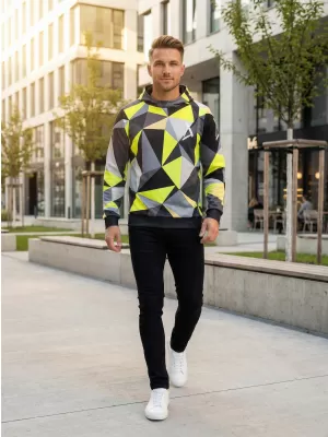 Pánska prémiová funkčná mikina ALTISPORT VOJ/ALM007MI01 ČIERNA/FLUO ŽLTÁ