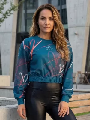 Dámska funkčná prémiová skrátená mikina ALTISPORT VOJ/ALW082MI08 PETROLEJ