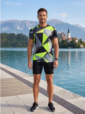 Pánske prémiové plus funkčné tričko ALTISPORT VOJ/ALM007TR02 ČIERNA/FLUO ŽLTÁ