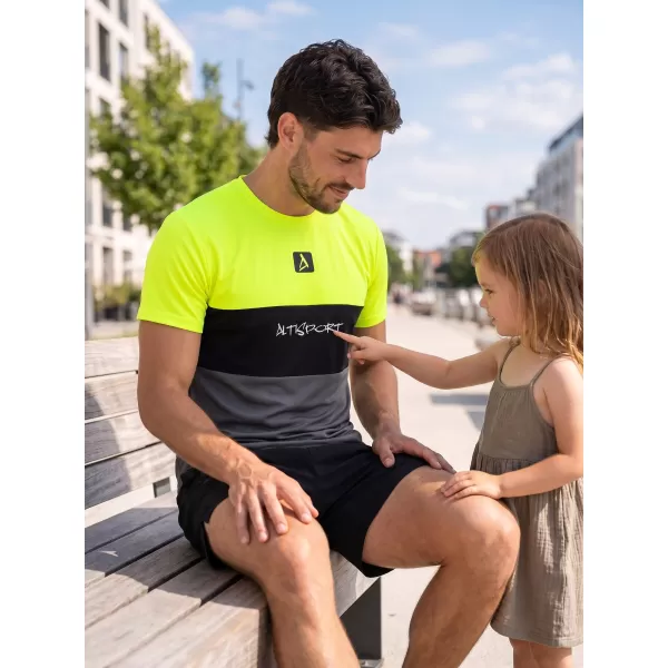  Pánske prémiové plus funkčné tričko ALTISPORT VOJ/ALM051TR02 NEÓNOVO-ŽLTÉ 
