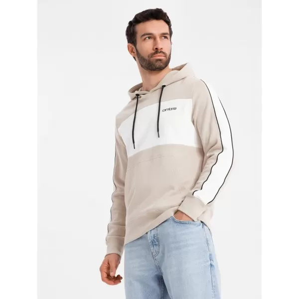  Pánska mikina OMBRE OM-SSNZ-0225 BÉŽOVÁ 
