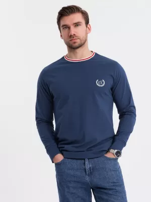 Pánske tričko OMBRE OM-LSCL-0128 TMAVO MODRÁ