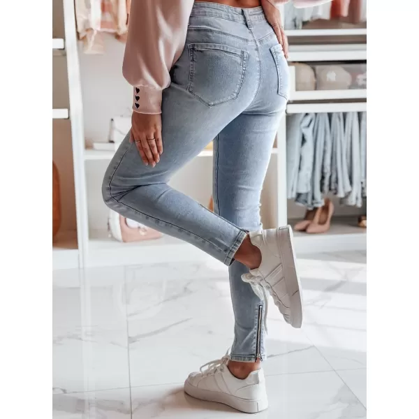  Dámske džínsy DSTREET ZIPSKINS UY2385 SVETLO MODRÁ 