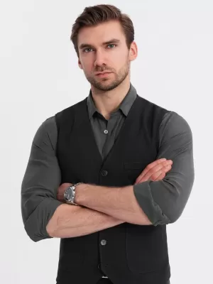 Pánska vesta OMBRE OM-BLZV-0146 ČIERNA