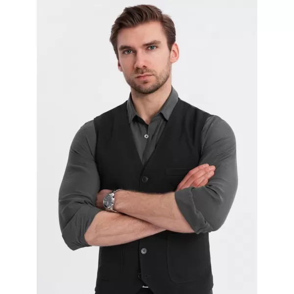  Pánska vesta OMBRE OM-BLZV-0146 ČIERNA 