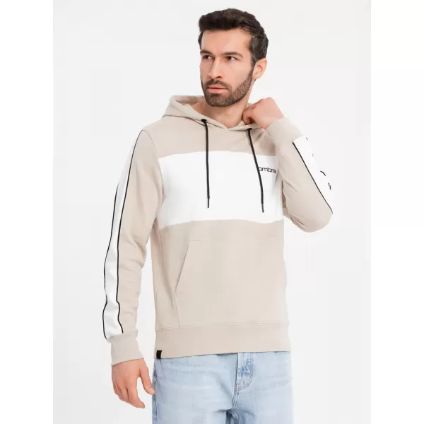  Pánska mikina OMBRE OM-SSNZ-0225 BÉŽOVÁ 