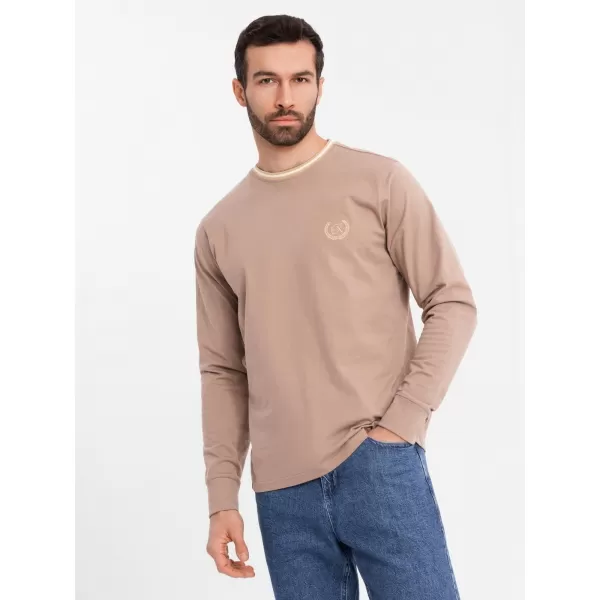  Pánske tričko OMBRE OM-LSCL-0128 HNEDÁ 