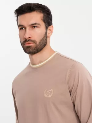 Pánske tričko OMBRE OM-LSCL-0128 HNEDÁ