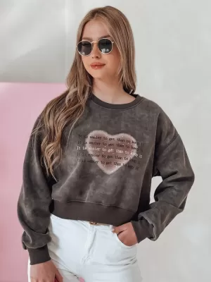 Dámska mikina DSTREET DESSER BY1464 TMAVO ŠEDÁ