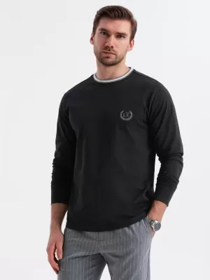 Pánske tričko OMBRE OM-LSCL-0128 ČIERNA