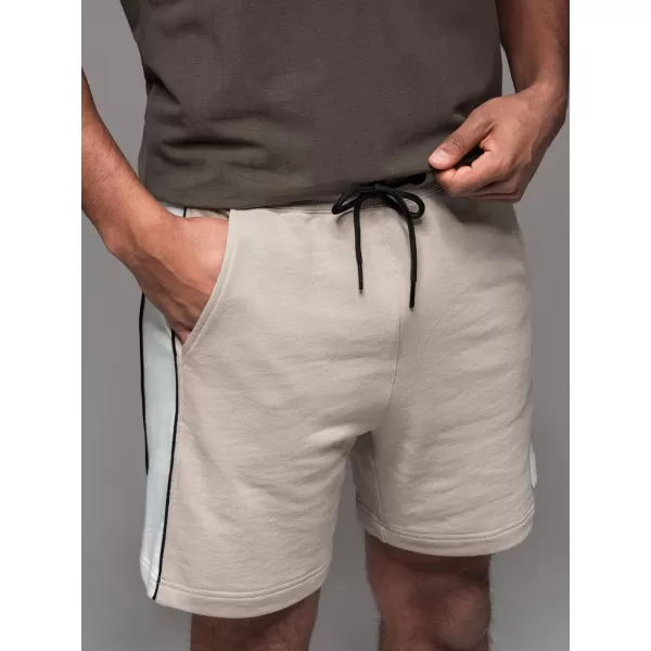  Pánske šortky OMBRE OM-SRSK-0182 BÉŽOVÁ 