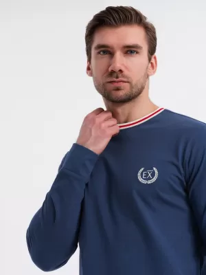 Pánske tričko OMBRE OM-LSCL-0128 TMAVO MODRÁ