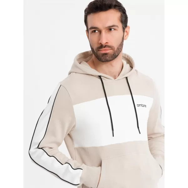  Pánska mikina OMBRE OM-SSNZ-0225 BÉŽOVÁ 