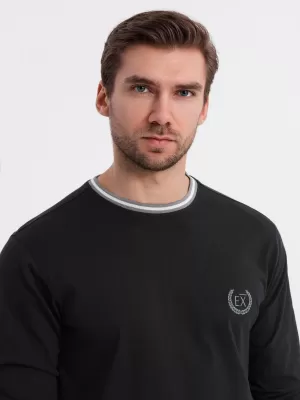 Pánske tričko OMBRE OM-LSCL-0128 ČIERNA