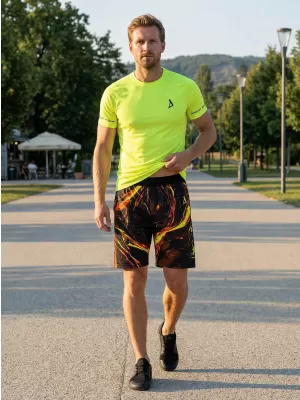 Prémiové pánske funkčné šortky ALTISPORT VOJ/ALM071KRA01 ČIERNA A ŽLTÁ