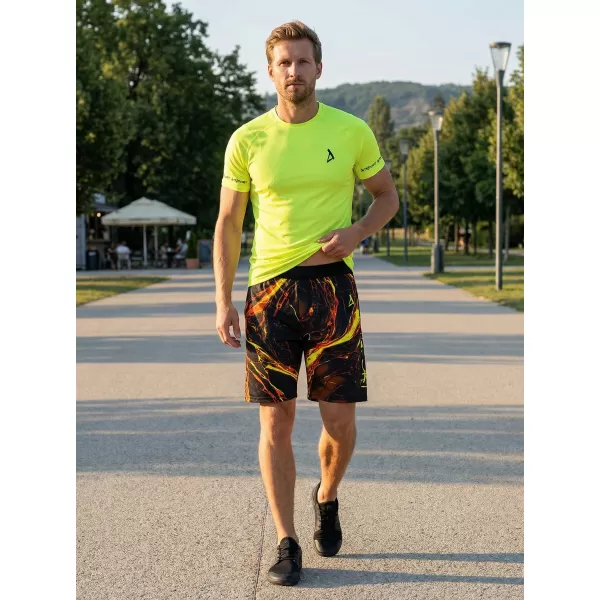  Prémiové pánske funkčné šortky ALTISPORT VOJ/ALM071KRA01 ČIERNA A ŽLTÁ 