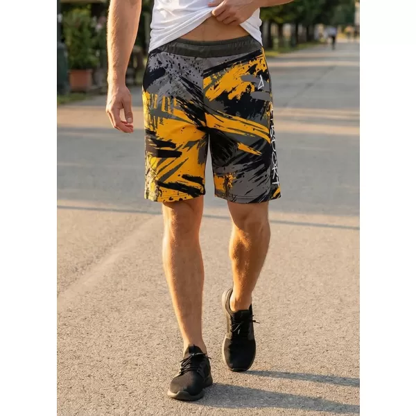  Prémiové pánske funkčné šortky ALTISPORT VOJ/ALM014KRA01 ČIERNA A ŽLTÁ 