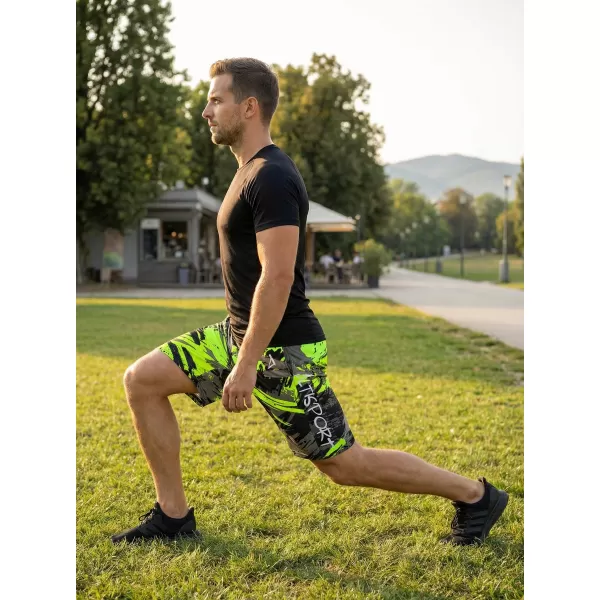  Prémiové pánske funkčné šortky ALTISPORT VOJ/ALM014KRA01 ČIERNA A ZELENÁ 