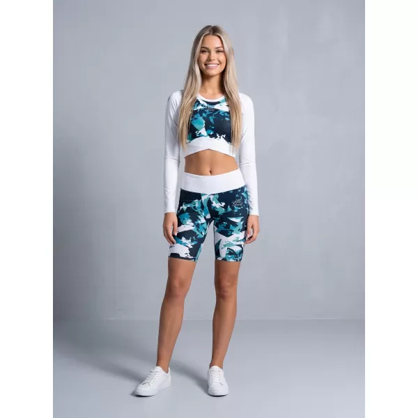  Dámske legíny nad kolená premium ALTISPORT VOJ/ALW110LEG02 MODRÁ A BIELA 