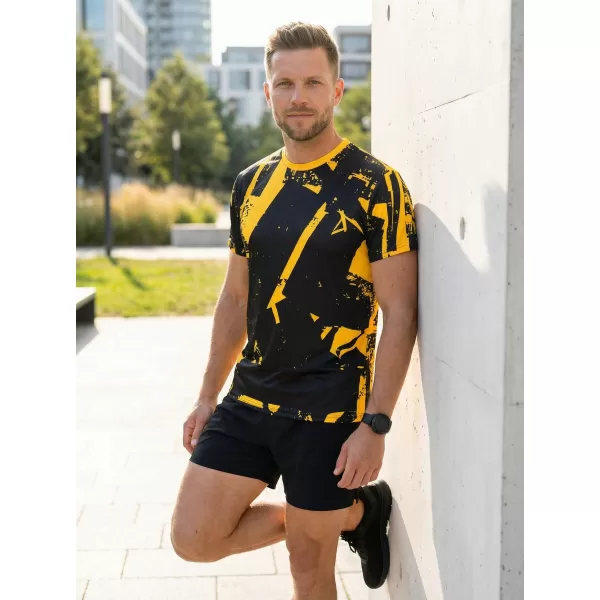  Prémiové pánske funkčné tričko ALTISPORT VOJ/ALM079TR01 ČIERNA A ŽLTÁ 