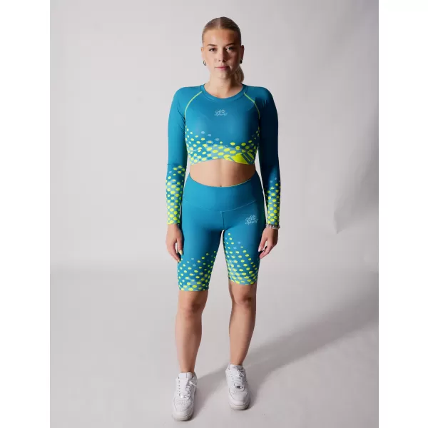  Dámske legíny nad kolená premium ALTISPORT VOJ/ALW109LEG02 SMARAGDOVÁ/FLUO ŽLTÁ 