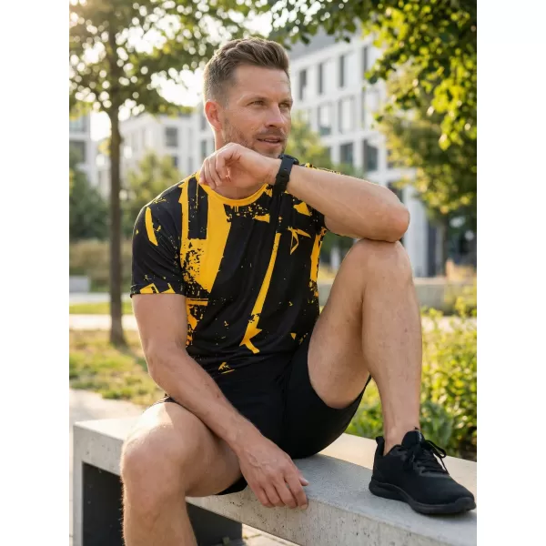  Prémiové pánske funkčné tričko ALTISPORT VOJ/ALM079TR01 ČIERNA A ŽLTÁ 