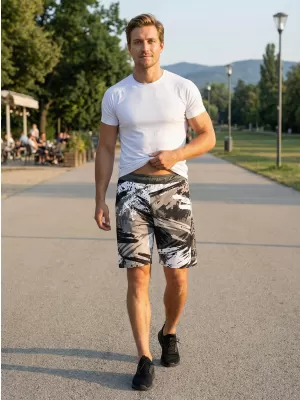 Prémiové pánske funkčné šortky ALTISPORT VOJ/ALM014KRA01 ČIERNA ŠEDÁ