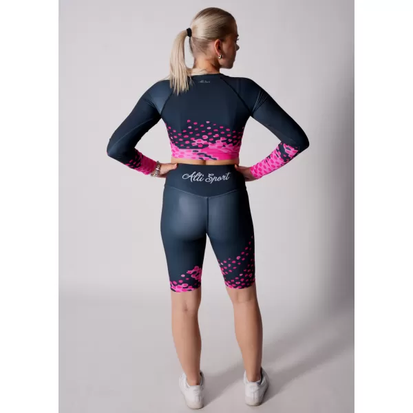  Dámske legíny nad kolená premium ALTISPORT VOJ/ALW109LEG02 RUŽOVO-ČIERNA 
