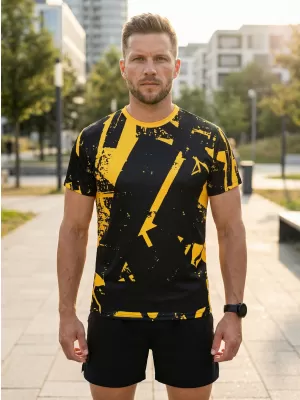 Prémiové pánske funkčné tričko ALTISPORT VOJ/ALM079TR01 ČIERNA A ŽLTÁ