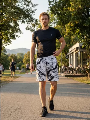 Prémiové pánske funkčné šortky ALTISPORT VOJ/ALM071KRA01 ČIERNOBIELY
