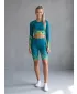 Dámske legíny nad kolená premium ALTISPORT VOJ/ALW109LEG02 SMARAGDOVÁ/FLUO ŽLTÁ