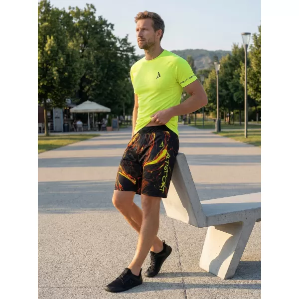  Prémiové pánske funkčné šortky ALTISPORT VOJ/ALM071KRA01 ČIERNA A ŽLTÁ 