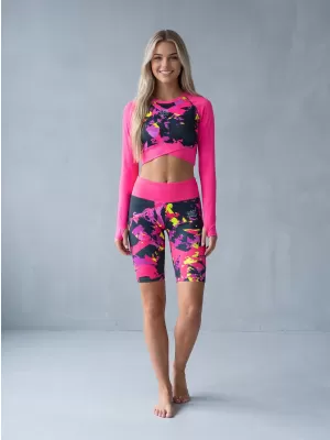Dámske legíny nad kolená premium ALTISPORT VOJ/ALW110LEG02 RUŽOVO ČIERNA