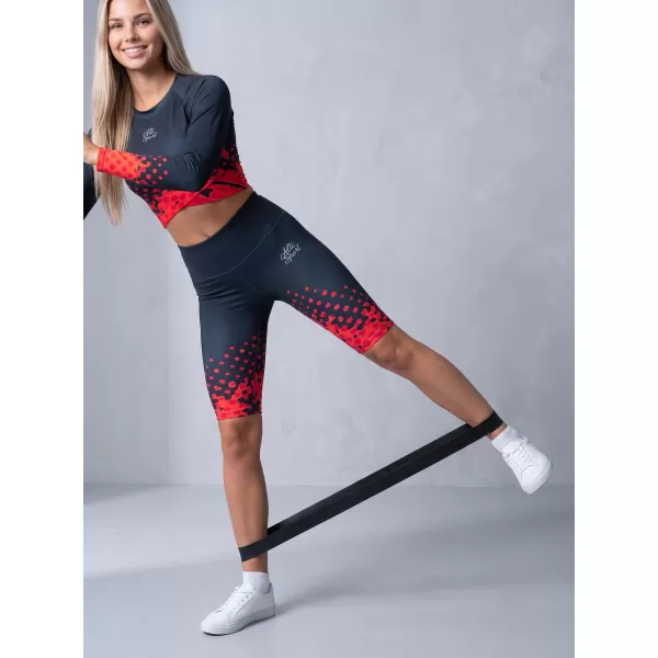  Dámske legíny nad kolená premium ALTISPORT VOJ/ALW109LEG02 ČERVENO-ČIERNE 